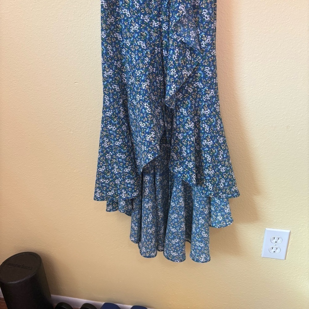 Max Studio Wrap Floral Blue Dress - Picture 3 of 6